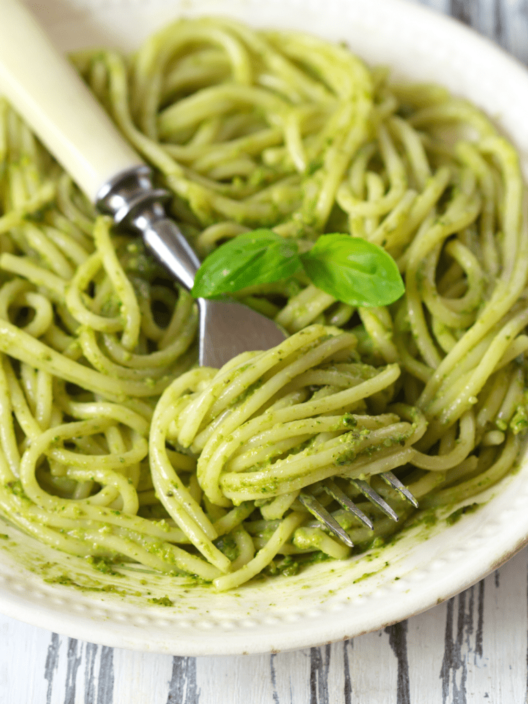 Use this vegan pesto recipe to dress pasta.